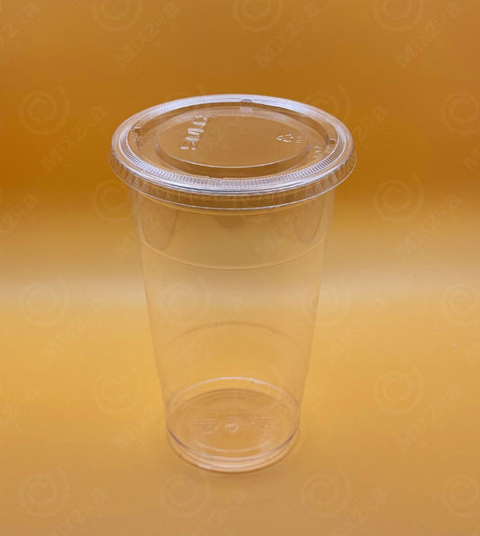 32oz Plastic Clear Cup with Flat Lid - 500pcs